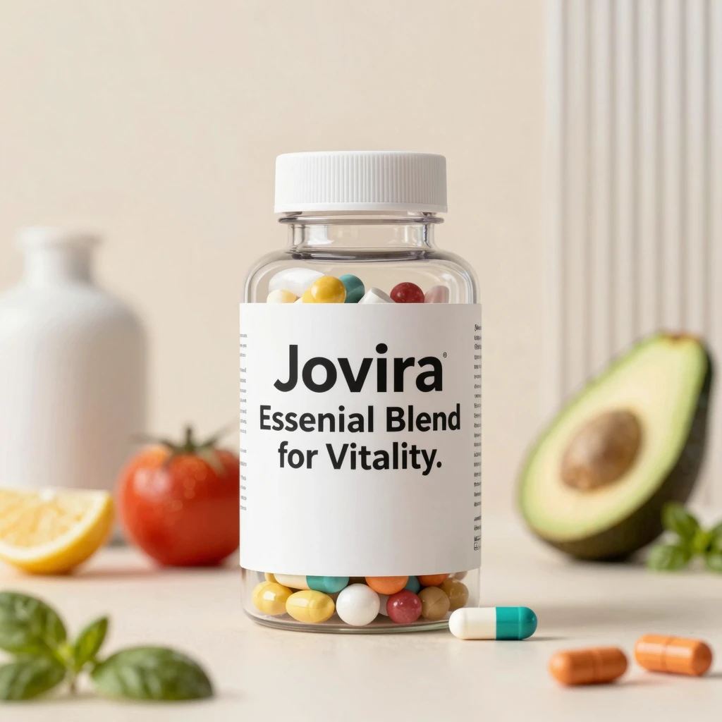 Jovira dietary supplement bottle - essential blend for vitality